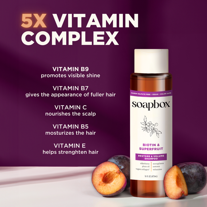 Soapbox Biotin and Superfruit Restore & Volumize Shampoo | Grove