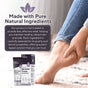 A person touches their bare foot, with a box and jar of Marie Originals Skin & Nail Fungus Removal Cream in the foreground. Text highlights its natural ingredients and benefits for skin and nail health.
