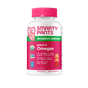 A bottle of SmartyPants Organic Women’s Multi & Omegas Gummies features a pink cap and label emphasizing Omega-3, vitamin C, zinc, and vitamin D3. This organic women’s multivitamin provides 120 vegetarian gummies per bottle, delivering essential nutrients in a tasty omega-3 gummy form.