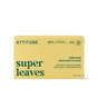 A 113g yellow box of ATTITUDE super leaves Body Soap in Earl Grey and Fresh Cucumber scent, featuring 99% natural origin ingredients and vegan, plastic-free packaging.