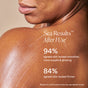 A close-up of a woman's bare shoulder with OSEA Anti-Aging Body Balm. Text: See Results After 1 Use. 94% saw smoother, more supple & glowing skin; 84% noticed improved elasticity. Based on a consumer perception study.