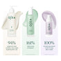 OSEA's Firm & Hydrate Body Trio features an anti-aging body balm (94% saw smoother, glowing skin after 1 use), hydrating body serum (161% hydration boost), and overnight firming treatment. Cream swatches shown behind bottles.