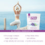 A woman practices yoga by the ocean on a sunny day. In front sits a bag of San Francisco Salt Co's Epsom Salts - Everyday Sleep Formula, highlighting its benefits for better sleep and stress relief.