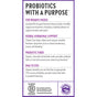A product label titled Womens Daily Probiotic by New Chapter lists benefits: vaginal health, hormone balance, prebiotic fiber, DNA-tested strains, plus text descriptions and certification icons at the bottom.