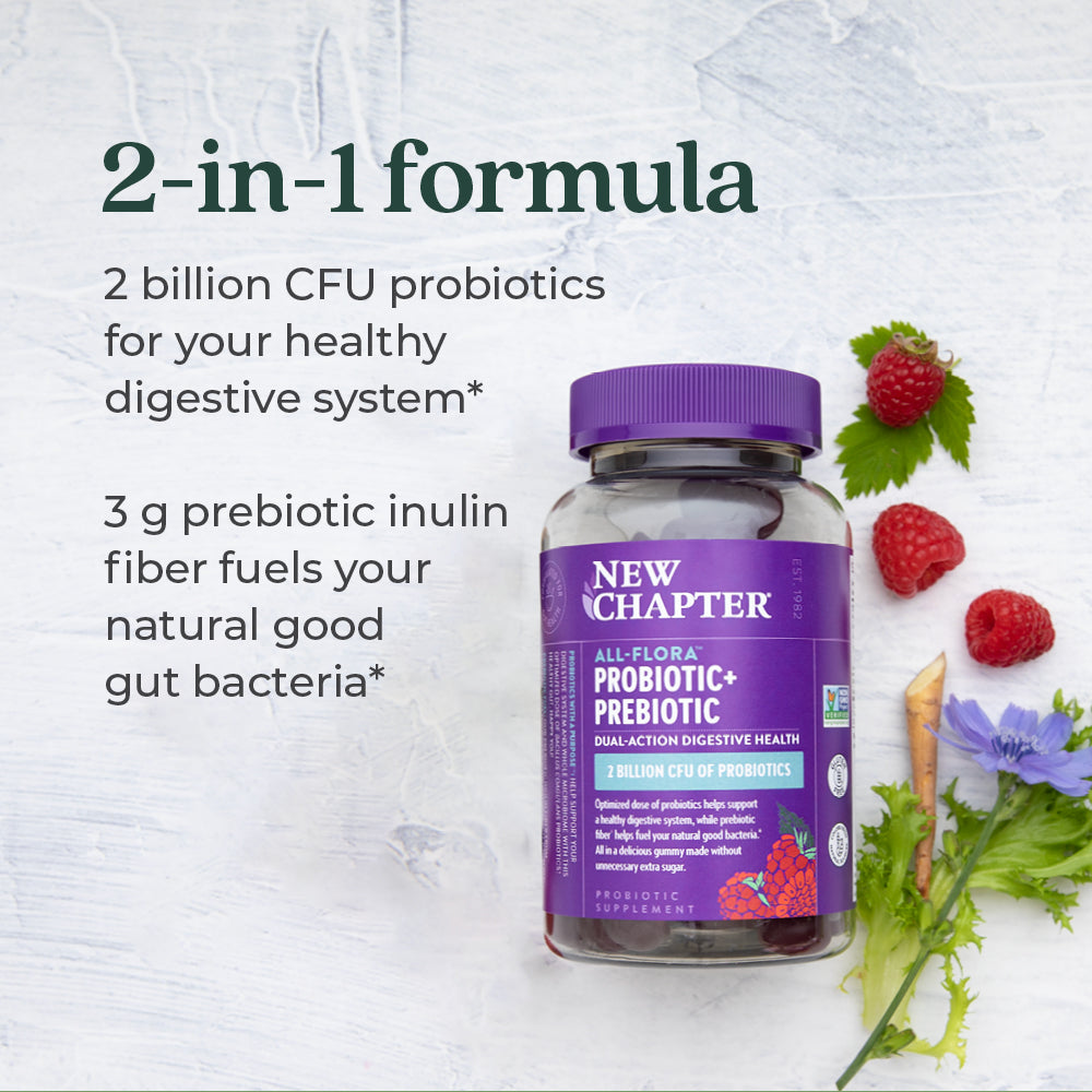 New Chapter All-Flora Probiotic + Prebiotic Gummies, Raspberry
