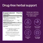 New Chapter Drug-Free Pain Relief + Sleep Support Capsules—shown on a purple background—feature botanicals and melatonin for aches, soreness, better sleep, neck/back relief, flexibility, and non-groggy mornings.