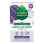 Seventh Generation Fabric Softener Sheets, 80-count, feature a fresh lavender scent. The plant-based formula includes no artificial fragrances. Packaging displays a green leaf logo, lavender flowers, and Certified B Corporation status.