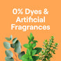 An orange background with white text reads 0% Dyes & Artificial Fragrances. Below, illustrated eucalyptus, mint, and another herb emphasize the germ-killing power of Seventh Generation Disinfectant Spray for nonporous surfaces.