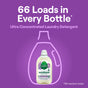 A bottle of Seventh Generation Ultra Concentrated Laundry Detergent is shown on a purple background with the text: 66 Loads in Every Bottle. Ultra Concentrated Laundry Detergent. *66 medium loads.