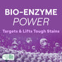 Text shows TRIPLE-ENZYME FORMULA With BIO-ENZYME POWER Targets & Lifts Tough Stains on a purple backdrop with images of bubbles and fibers. Includes USDA Certified Biobased Product label in the corner. Featured product: Seventh Generation Concentrated Laundry Detergent.