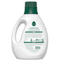 A white bottle of Seventh Generation Liquid Laundry Detergent with a green cap is shown from the back, featuring product info, certifications such as Certified B Corporation, and highlighting its use of natural ingredients on the label.