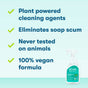 A bottle of ECOS Bathroom Cleaner beside a list of benefits: plant-powered cleaning agents, eliminates soap scum, never tested on animals, and 100% vegan formula.