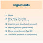 Numbered ingredient list for ECOS Dishwasher Rinse Aid Lemon: 1. Water, 2. Ethyl Hexyl Glucoside (surfactant), 3. Urea (spot remover), 4. Phenoxyethanol (preservative), 5. Citrus Limon (lemon oil), 6. Limonene (essential oil component).