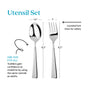 The Ahimsa Utensil Set includes a 6.2-inch stainless steel spoon (1.4 in wide) and fork (1 in wide, with rounded tines), designed for toddlers learning to eat like adults.