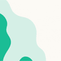 Abstract image featuring organic, wavy shapes in shades of teal and light green on a white background, evoking the layered, minimalist aesthetic inspired by natural materials found in HoneyPot’s Menstrual Pads with a herbal-infused 100% organic cotton cover.
