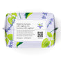 The Honeypot Company 100% Organic Cotton Cover Calming Herbal Infusion Regular Pads feature a lavender and green floral design, leak-proof protection, a calming herbal infusion, a QR code, and an illustration of flowered underwear.