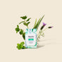 A package of HoneyPot Cooling Intimate Wipes - Herbal Infusion stands upright, surrounded by fresh green mint, aloe vera, and purple lavender sprigs on a beige background.