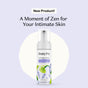 A bottle of HoneyPot Calming Intimate Wash - Herbal Infusion is showcased with the text “New Product! A Moment of Zen for Your Intimate Skin” above it on a soft purple background, emphasizing this gentle herbal wash as a must-have for your intimate skincare routine.