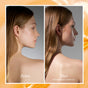 Side-by-side profile portraits showing skin before and after applying RMS Beauty Kakadu Beauty Body Oil.