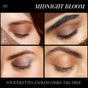 An ad for RMS Beauty’s ReDimension Hydra Eyes Quartet shows four eyeshadow looks: Soft Focus, Twilight Moon, Night Swim, and Firefly. Text reads: Four palettes. Endless looks. Talc-free eyeshadow from RMS Beauty.