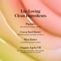 A pink-and-yellow gradient background features the RMS Beauty Liplights Cream Lip Gloss, highlighting Plumping Peptides, Cocoa Seed Butter, Shea Butter, and Organic Jojoba Oil—ingredients that hydrate and nourish lips and skin.