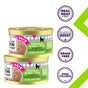 Two cans of I and Love and You Whascally Wabbit Pate Grain-Free Canned Cat Food feature real rabbit, yellow lids, and round icons stating: Real Meat First, Hydration Boost, Grain Free, Zero Fillers. They provide Omega 3 fatty acids for your cats nutrition.