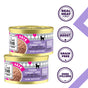 Two cans of I and Love and Yous Purrky Turkey Pate Grain-Free Canned Cat Food, showcasing real meat first, a hydration boost, grain-free goodness, and zero fillers.
