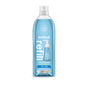 A clear plastic bottle of method Foaming Hand Soap Refill with blue liquid inside. The label highlights pink grapefruit refill, features a soap dispenser, and notes it’s made from recycled plastic for three refills.