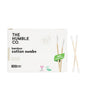 A box labeled The Humble Co. Cotton Swabs - White with two bamboo swabs beside it. The 500-count box is 100% plastic-free and displays cruelty-free and vegan logos.