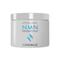A white container labeled Liposomal NMN 30 ct by Codeage displays blue and black text, highlighting an advanced liposomal NMN supplement designed to support NAD levels.