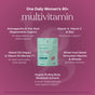 True Grace One Daily Women's 40+ Multivitamin - Refill Pouch offers regenerative, immune, bone, and brain support plus gentle digestion with chelated minerals. Pouch is centered on a purple background.