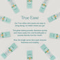 Image of teal True Grace True Littles™ Probiotic + D3 Packets, arranged near text about easy portability and fast mixing with food or drinks to support kids’ immune and digestive health and a healthy microbiome.