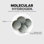 Four round, gray tablets labeled as 0.39 inches in diameter are shown with a note that natural color variation may occur. The heading reads Codeage Molecular Hydrogen, a magnesium supplement supporting hydration.