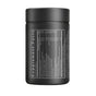 A black Codeage Mens Multivitamin 50 30ct bottle features a white Supplement Facts label with nutritional info in table format on the side and a matching black screw-on lid—ideal for mens multivitamin blends.