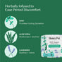 The Honeypot Company 100% Organic Cotton Cover Super Menstrual Pads - Herbal-Infused feature mint for cooling, aloe vera for soothing moisture, and calming lavender. Super absorbent pads with wings shown in green and white packaging.