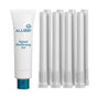 A tube labeled "Alubri Internal Vaginal Moisturizing Gel for Dryness & Comfort" stands next to seven upright white plastic applicators against a plain white background—ideal for supporting vaginal hydration and comfort.