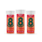 Three red and white tubes of 8Greens Super Greens Tablet Blood Orange (Subscription) feature a vibrant label with a blood orange slice, promoting metabolism support, immunity boost, enhanced focus, and vitality.