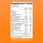 MaryRuth's Multivitamin + Hair Growth Gummies Supplement Facts label shows serving size, calories, vitamins, minerals, and ingredients like tapioca fiber and xylitol. The label is on an orange background and supports skin health.