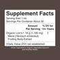 MaryRuth’s Lion’s Mane Drops Supplement Facts: Serving size 1 mL (30 servings per container). Each serving contains 1.18 g organic Lion’s Mane Mushroom fruiting body extract to support cognitive health. Includes organic glycerin and purified water.
