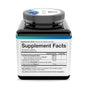 A black bottle of Youtheory Ashwagandha+ Gaba Capsules displays “Supplement Facts” with serving size, ingredients, doses, and manufacturer details. The label lists Ashwagandha extract, PharmaGABA for stress support, ginger root extract, and more.