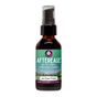 A brown glass bottle with a black pump lid labeled AfterEase - For Afterbirth Contractions herbal supplement, 2 fl oz, by WishGarden Herbs. The label shows a green landscape design for gentle postpartum recovery.
