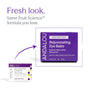 Andalou Naturals Age Defying Rejuvenating Retinol Alternative Eye Balm box in purple features text announcing a new look with the same formula. This gentle eye balm, an alternative to retinol, is shown alongside a smaller image of its previous packaging with an arrow pointing to the updated design.