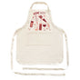 The Neighborgoods Apron is a cream-colored cotton kitchen essential with a front pocket and playful prints of red, white, and rosé wine bottles and glasses dancing beneath the phrase WINE NOT? in bold red lettering.
