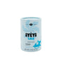 Ayeya Baby Bath Soak for sensitive skin in a light blue cylindrical 4 oz (113g) container, features a playful shark graphic, is fragrance-free, and labeled Gratitude.