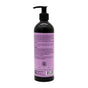A black pump bottle of Ayeya Moisturizing Body Lotion with a lavender label, featuring product details, ingredients, and a barcode. Ideal for replenishing dry skin with deep hydration. Shown on a white background.