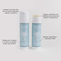 Two light blue Baeo Bare Face - Soothing Face Sticks, one capped and one uncapped, feature text highlighting their moisturizing, mess-free formula—ideal for sensitive skin with minimal ingredients and soothing vitamins.