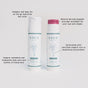 Two upright Baeo Bare Tint - Mineral Lip + Cheek Tint sticks are shown, with annotations highlighting their portable size, natural mineral color pigments, hydrating blush formula, and soothing chamomile and calendula ingredients.