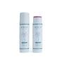 Two tubes of Baeo Bare Tint - Mineral Lip + Cheek Tint in shade Malibu, one closed and one open to show the pink tint. Both have light blue and white packaging with a palm tree design.