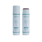 Two tubes of Baeo Bare Tint - Mineral Lip + Cheek Tint: one closed, one open to show the mineral tint. Both have a nourishing formula and white packaging with teal palm tree designs.