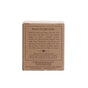 A brown cardboard box labeled Pure Beeswax Tea Lights Natural by Big Dipper Wax Works displays a detailed product description, care tips, and safety info in black text, highlighting the candles natural beeswax aroma on one side.